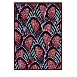 INDIAN CLASSIC ART Red & Green Peacock Floral Painting Framed Wall Art image 2