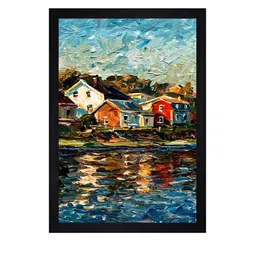 Gallery99 Blue & Brown Abstract Original Oil Textured Framed Wall Art image 2