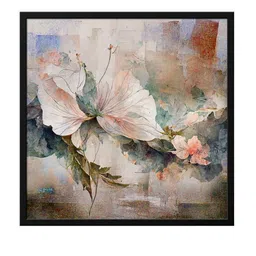 999Store Brown & Grey Floral Painting Framed Wall Art image 2