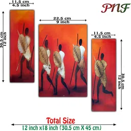 PnF Orange & Brown 3 Pieces Wooden Painting Wall Art image 2