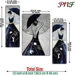 PnF Grey & White 3 Piece Wooden Wall Painting image 2