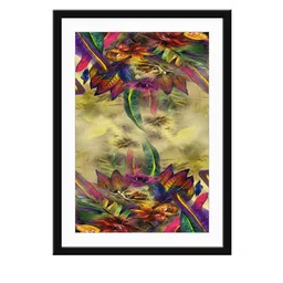 999Store Brown & Green Abstract Leaves Framed Printed Paper Painting image 2