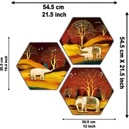 PnF Maroon & Yellow 3 Piece Printed Wooden Wall Photo Frame image 2