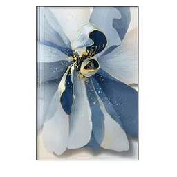 THE HANDMADE FLAIR Blue & Grey Abstract Floral Painting Framed Wall Art image 2