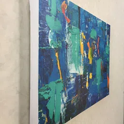 Adventures India Blue & Green Abstract Wooden Painting Wall Art image 2