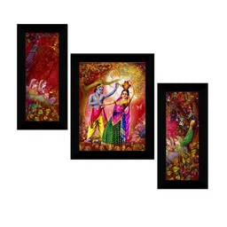 SAF Purple & Green 3 Pieces Lord Radha Krishna Painting UV Coating Wall Arts image 2