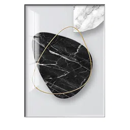 THE HANDMADE FLAIR Black & White Marble Curves Painted Wall Art image 2