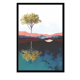 999Store Modern White & Blue Tree With Mountain View Sea Painting Wall Art image 2