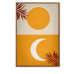 999Store Yellow Sun & Moon Unique Painting Floating Framed Wall Art image 2