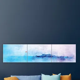 SAF Blue & White 3 Pieces Modern Art Abstract Painting Wall Arts image 2