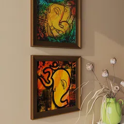 Art Street Yellow & Red Shri Ganesh Ji Painting Framed Wall Art image 2