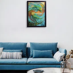 RANDOM Blue & Orange Birds and Animals Painting Wall Art image 2