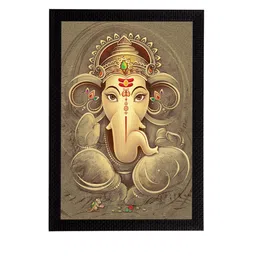 eCraftIndia Beige & Yellow Lord Ganesha Satin Matt Texture UV Wall Art image 3