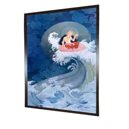 INDIAN CLASSIC ART Blue & White Framed Painting Wall Art image 3