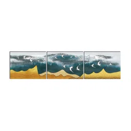 SAF Green & Gold 3 Pieces Modern Art Printed UV Coating Wall Art image 3