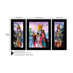 SAF Blue & Purple 3 Pcs Radha Krishna Wall Art image 3