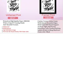 SAF Black & White Music Painted UV Textured Framed Wall Art image 3