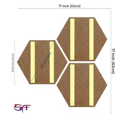 SAF Green & Black 3 Pieces Abstract Painting Hexagon UV Textured Wall Arts image 3