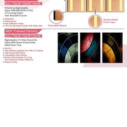 SAF Black & Green 3 Pieces Abstract Painting Waterproof Wall Arts image 3