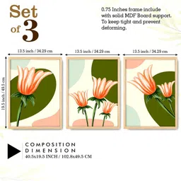 SAF Beige & Green 3 Pieces Printed Framed Wall Art image 3