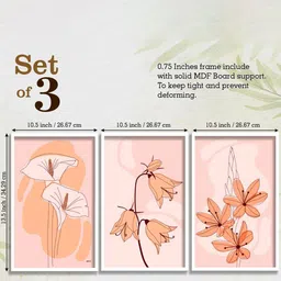 SAF White & Peach-Colored 3 Pieces Modern Art Painting Framed Wall Arts image 3