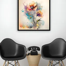 999Store Cream-Coloured & White Canvas Floral and Botanical Painting Wall Art image 4