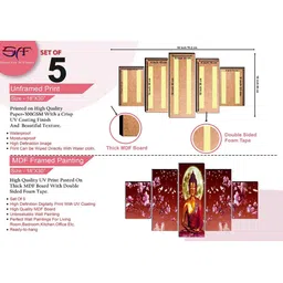 SAF 5 Pcs Red & Pink Buddha UV Textured Religious Theme Painting Wall Art image 4