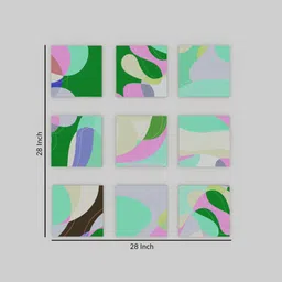 Art Street Green & Pink 9 Pieces Abstract Wall Art image 4