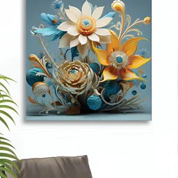 RANDOM Blue & White Canvas Floral and Botanical Wall Frame image 4