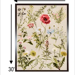 INDIAN CLASSIC ART Cream & Pink Floral Canvas Wall Paintings image 4