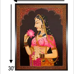 INDIAN CLASSIC ART Brown & Pink Abstract Wooden Painting Wall Art image 4