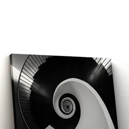 SPACE OF JOY Black & Grey Spiral Artistic Stairs Wall Canvas Painting Wall Art image 4