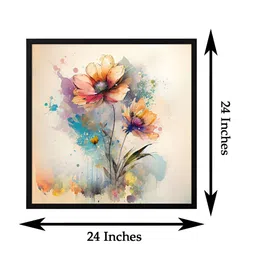 999Store Cream-Coloured & White Canvas Floral and Botanical Painting Wall Art image 5