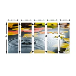 999Store Green & Grey 5 Pieces Leaves Water Drops Painted Framed Wall Art image 5