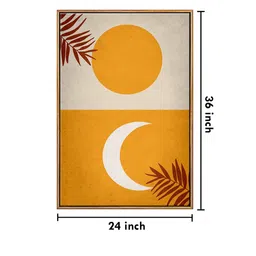 999Store Yellow Sun & Moon Unique Painting Floating Framed Wall Art image 5