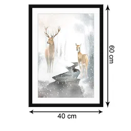 999Store White & Grey Deers HD Printed Framed Wall Art image 5