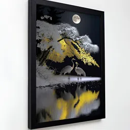 RANDOM Grey & Yellow Birds and Animals Painting Wall Art image 5