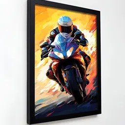 RANDOM Orange & Blue Abstract Painting Wall Art image 5