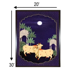 INDIAN CLASSIC ART Blue & Beige Indian Folk Art Wall Art image 5