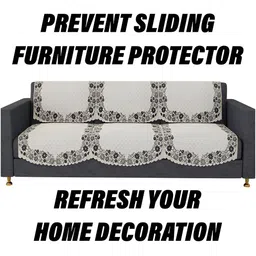 Kuber Industries Cream-Coloured 4 Pieces Velvet Sofa Cover image 2