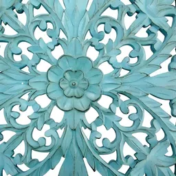 VAS collection home Blue Floral Carved Pattern Square Wooden Wall Hanging-picture-19