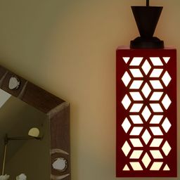 Gojeeva Red Wood Square Shaped Wall Lamp-picture-38