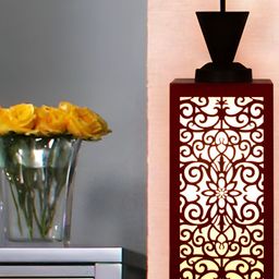 Gojeeva Red Wood Square Shaped Wall Lamp-picture-48