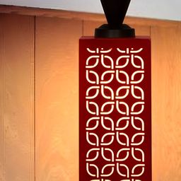 Gojeeva Red Wood Square Shaped Wall Lamp-picture-3
