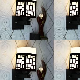 Gojeeva Black Wood Square Shaped Wall Lamp-picture-9