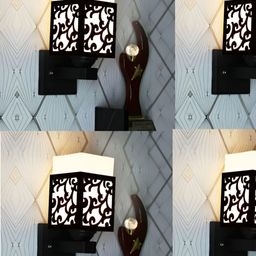 Gojeeva Black Wood Square Shaped Wall Lamp-picture-3