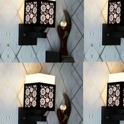 Gojeeva Black Wood Square Shaped Wall Lamp-picture-30