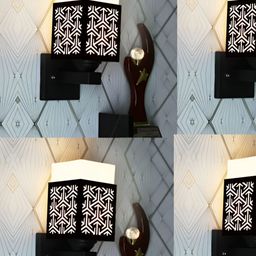 Gojeeva Black Wood Square Shaped Wall Lamp-picture-7