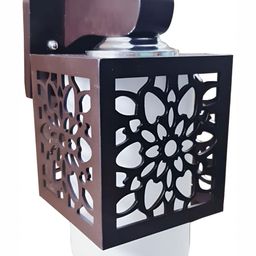 Areezo Brown Wooden Textured Square Shaped Wall Lamp-picture-22