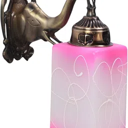 VAGalleryKing White & Pink Textured Glass Rectangle Shaped Wall Lamp image 2